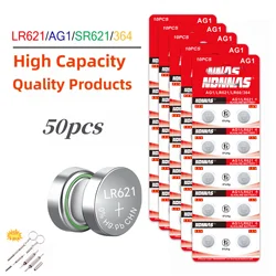 2-50 pezzi AG1 LR621 364 batteria per orologi 1.55V 364 SR621SW LR621 621 LR60 CX60 batterie a bottone alcaline per orologi giocattoli a distanza