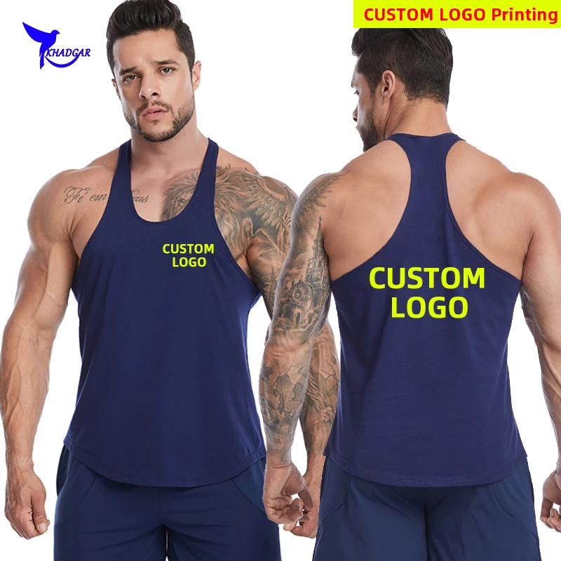 2022 Summer Men Cotton Workout Gym Sleeveless Shirt Sports Stringer Tank Tops Running Singlets Fitness Vest Undershirt Custom