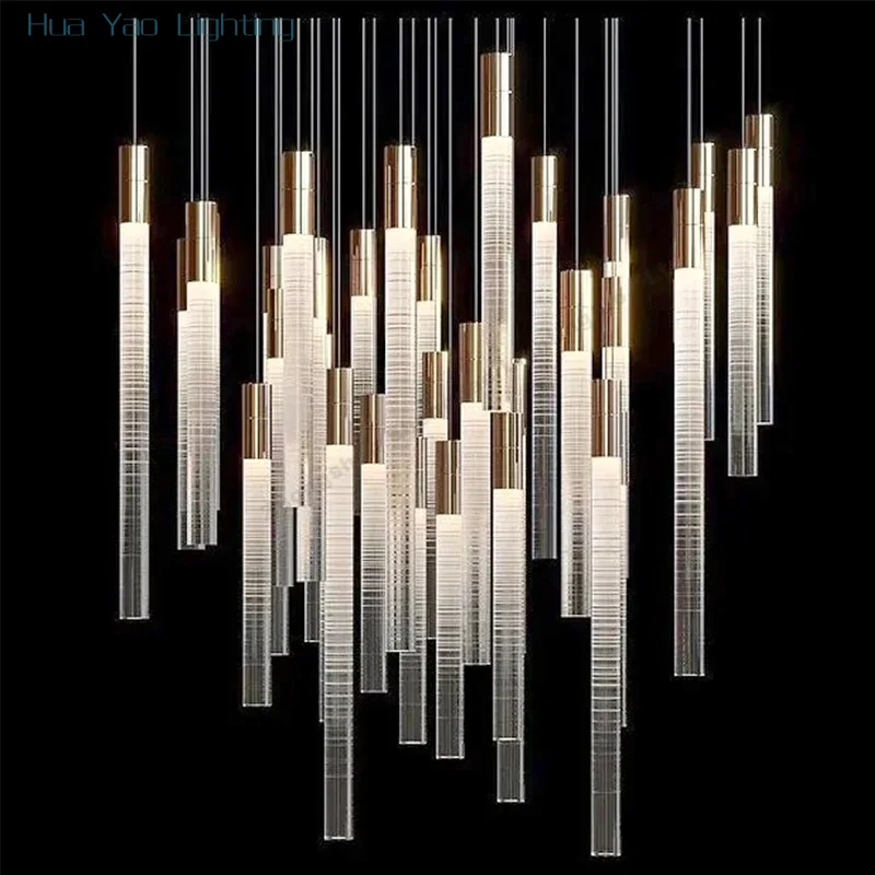 

Modern Luxury Acrylic Chandelier for Hotel Lobby Staircase New Residential Decoration Pendant Lights