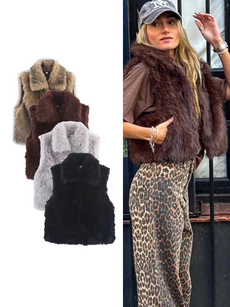 

Women's Fur Vest Coats Fashion Eco-friendly Waistcoat New Autumn Winter Casual Sleeveless Women Warm Thick Faux Fur Tank Tops