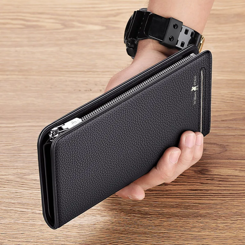 Cowhide mobile phone bag large capacity card bag Leather wallet Men's long multi-functional large capacity business men
