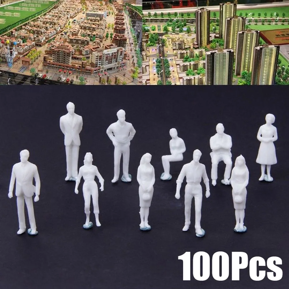 100Pcs Scale Model Miniature White Figures 1:75 Scale Gauge 00 Model Small-scale Railway Unpainted Figures People