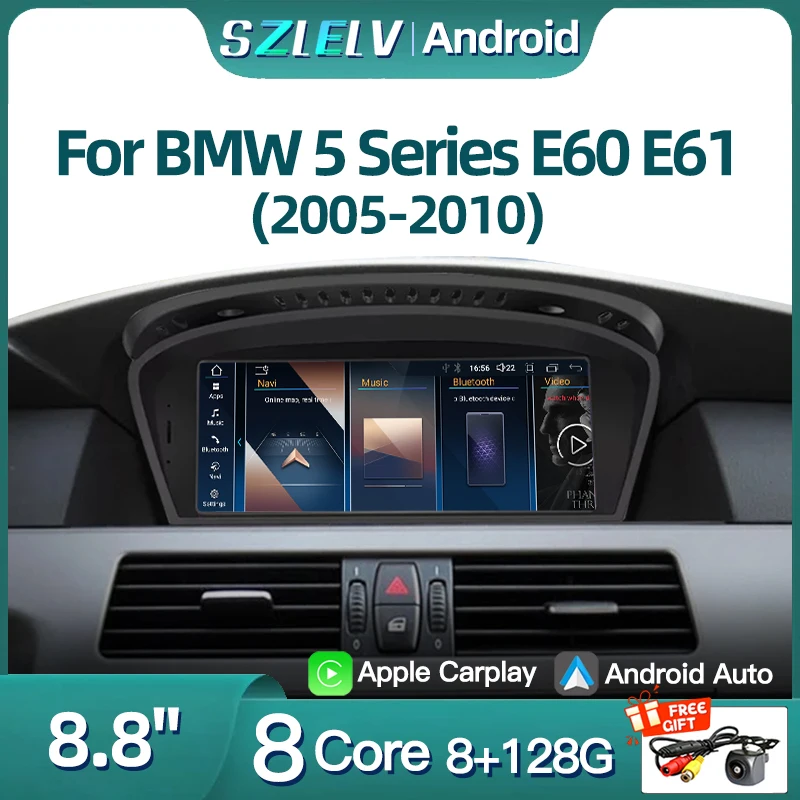 ID6 ID7 ID8 Android Auto CarPlay 8.8inch For BMW 5 Series E60 E61 CCC CIC Car Radio Video Players Multimedia Screen GPS Naviatio