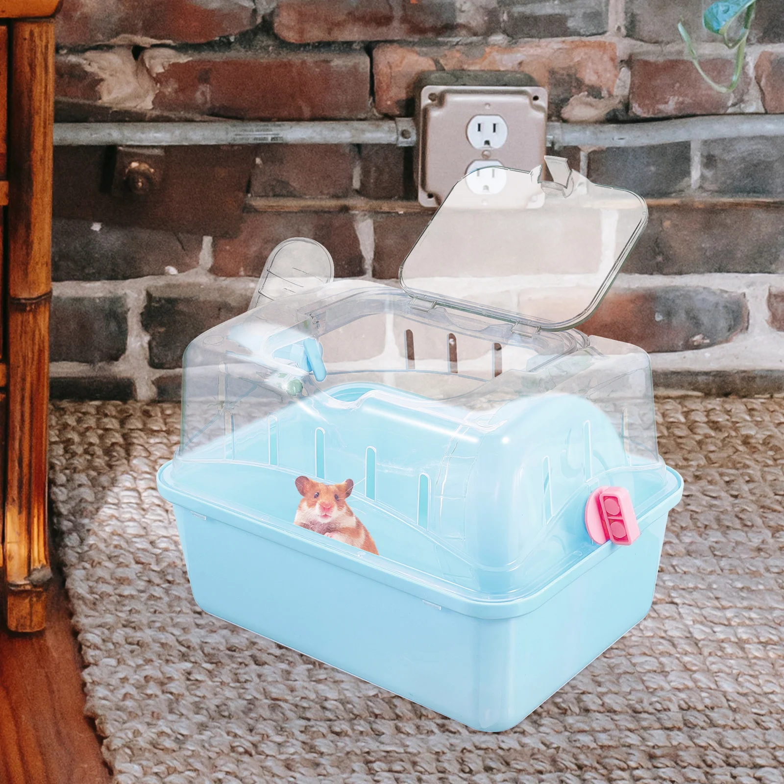 

Panoramic Window Hamster Carrying Box Plastic Small Animal Cage Outdoor Travel Carrier Portable Transparent Case
