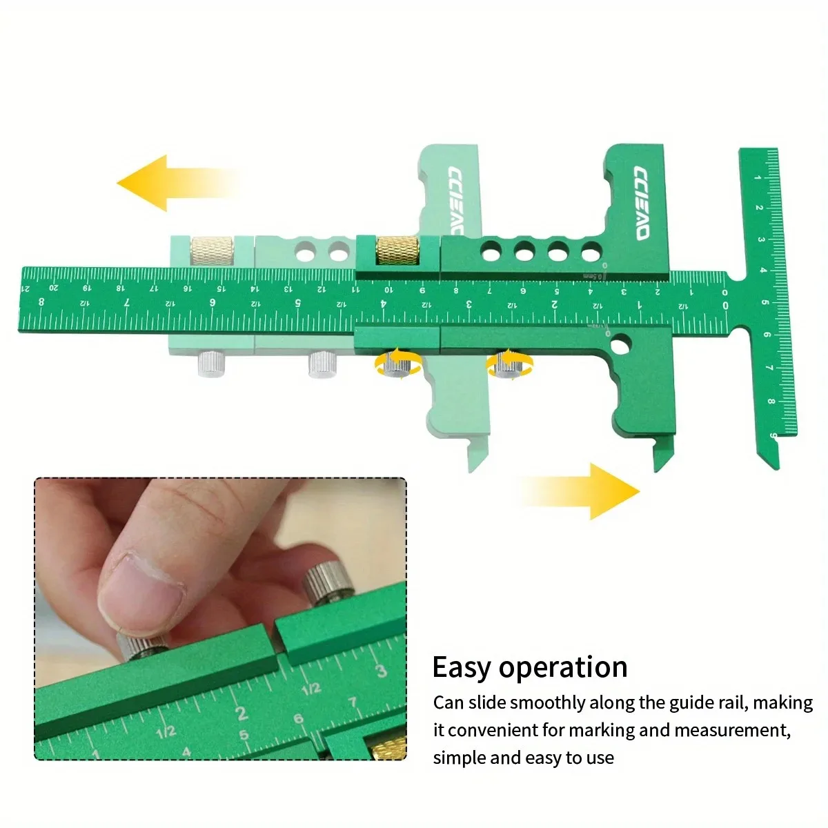 Woodworking Marking Ruler - Aluminum Alloy Sliding Marking Ruler, High-Precision Right-Angle Marking Ruler, T-Type Caliper