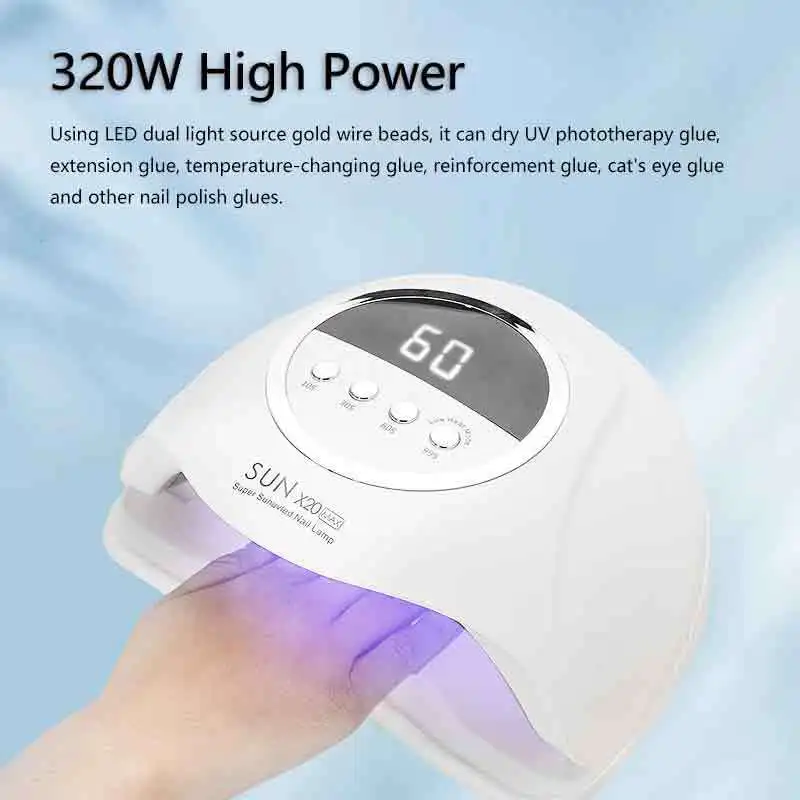 Profissional de secagem rápida Prego secador máquina, luz vermelha prego lâmpada, ferramenta de Manicure, Salon Equipment, 72 LED, UV Beads, 320W