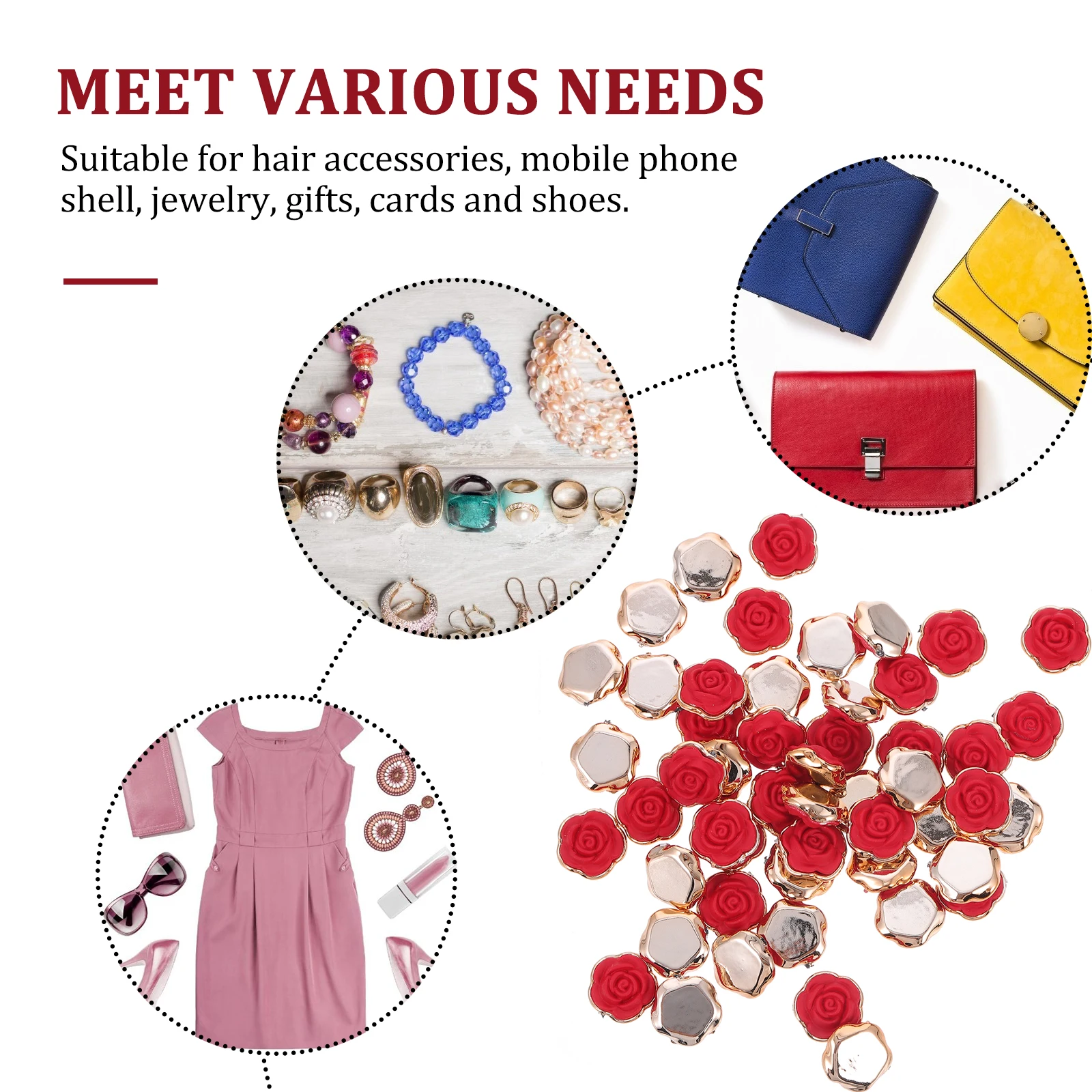 50 قطعة DIY بها بنفسك الورد الراتنج دبوس الشعر السحر الاكسسوارات الحرفية سوار قلادة حقيبة ديكور لوازم اليدوية جراب هاتف ملصقات