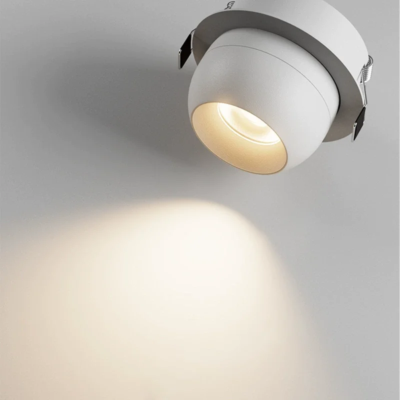 Round 355 Angle Rotate Dimmable LED COB Recessed Downlight 7W 9W 12W Ceiling Spot Light Pic Background For Indooor Living Room