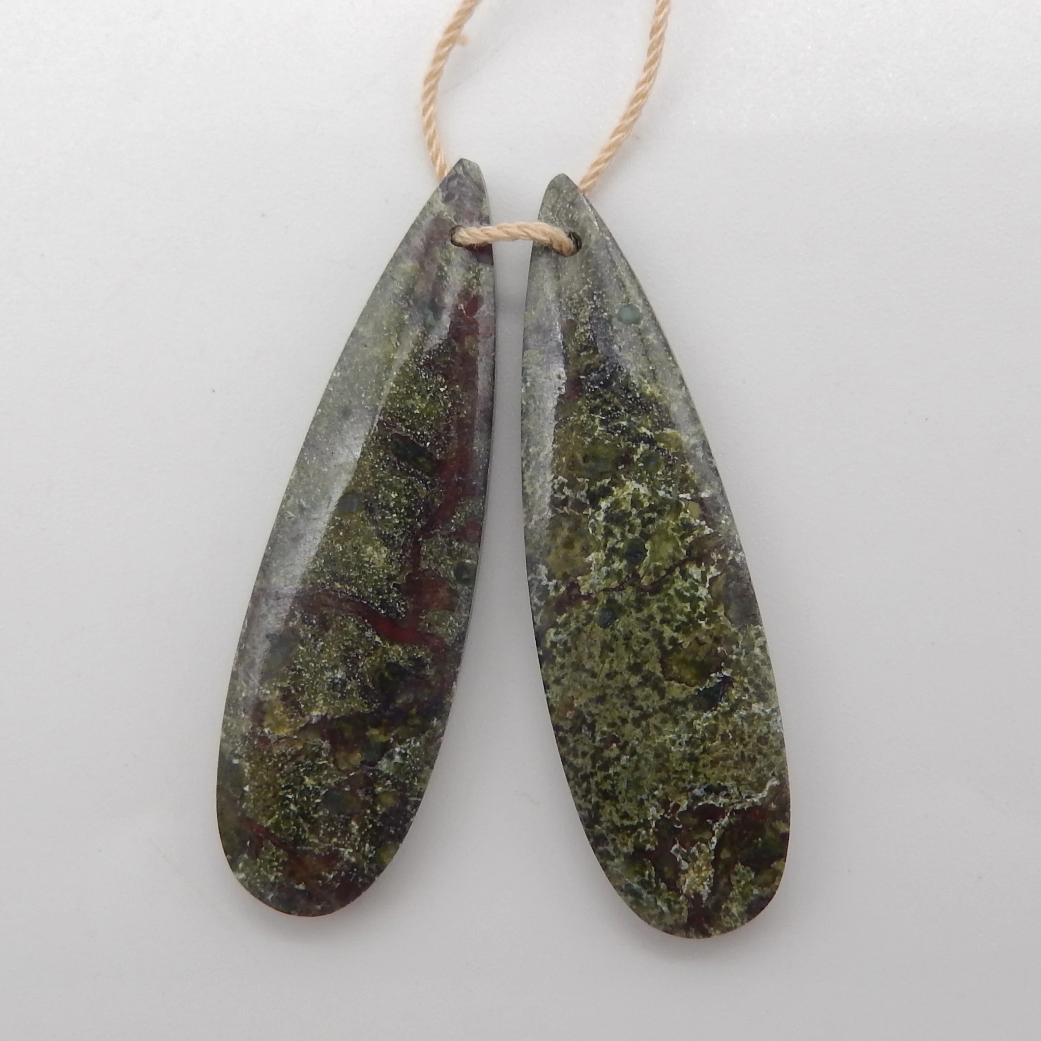 Natural Dragons Blood Jasper Water Drop Earring Beads Pair For Women,Fashion DIY Earring Semiprecious Stone Jewelry Earring