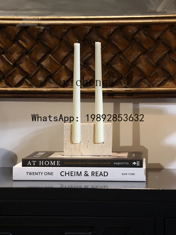 b25 Travertine Incense Burner Small Vase Ornament Meditation Aromatherapy Crystal Stone Container Art Candle Holder