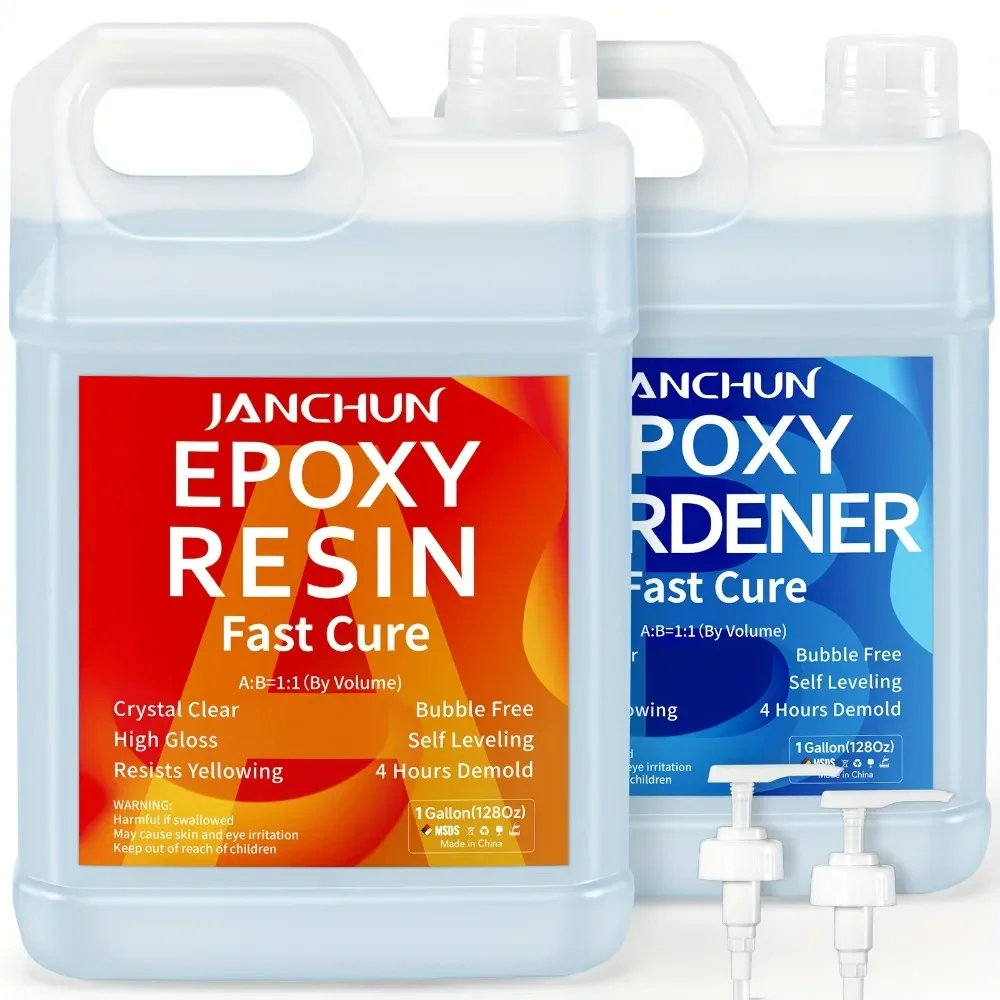 2 Gallon Crystal Clear Epoxy Resin Kit - Fast Curing, High Gloss, No Yellowing, No Bubble Art Resin for River Table Tops