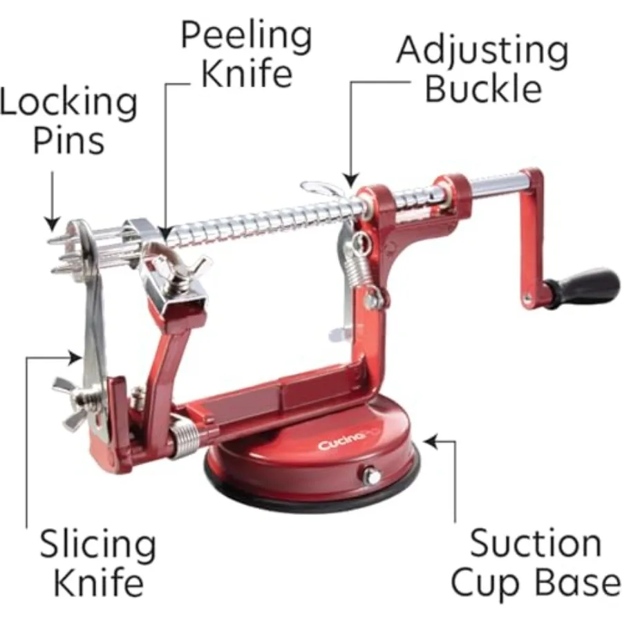 Appelschiller en corer Duurzaam, zwaar chroom gietijzer met krachtige aanrechtzuiging Handslinger voor fruit Appels Aardappelen