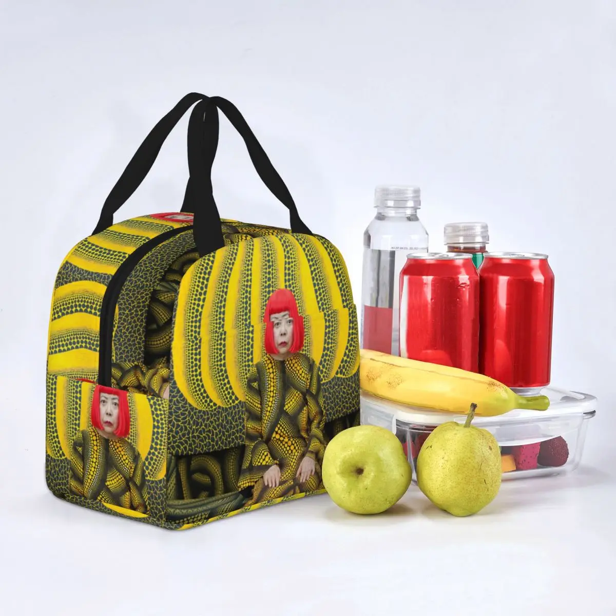 Pumpkins Yellow Insulated Lunch Bag Thermal Bag Lunch Container Yayoi Kusama Art Leakproof Tote Lunch Box Work Outdoor