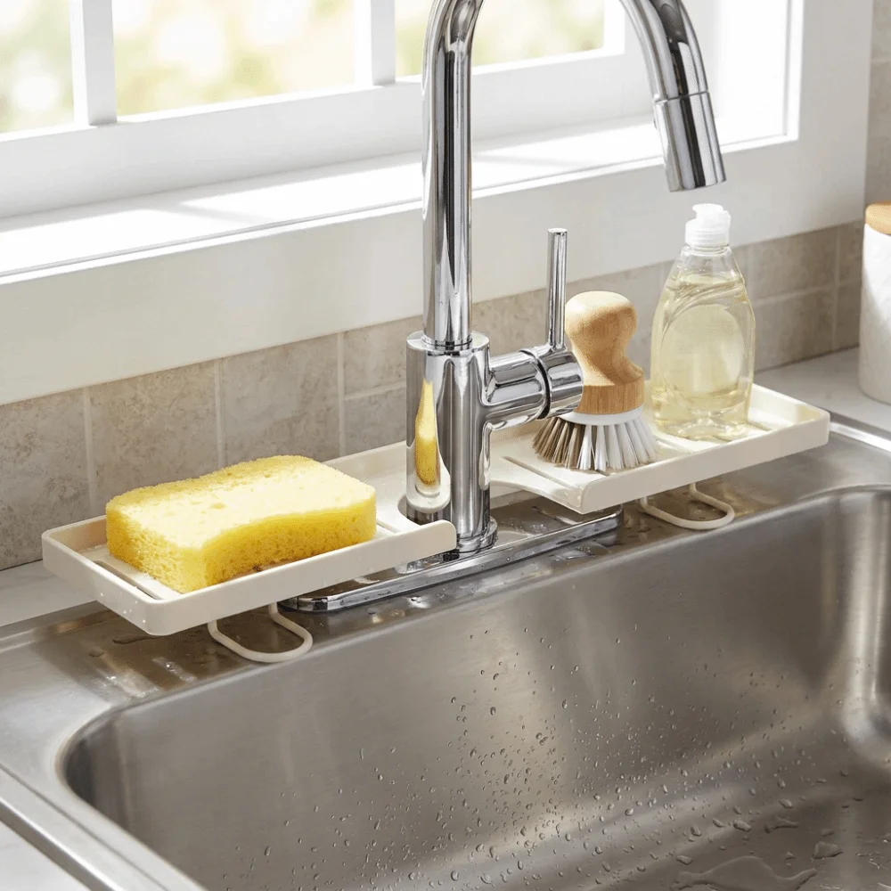 

Minimalist Bathroom Storage Rack Waterproof Rustproof Kitchen Sink Holder Space Saving Large Capacity Cosmetic Storage Box