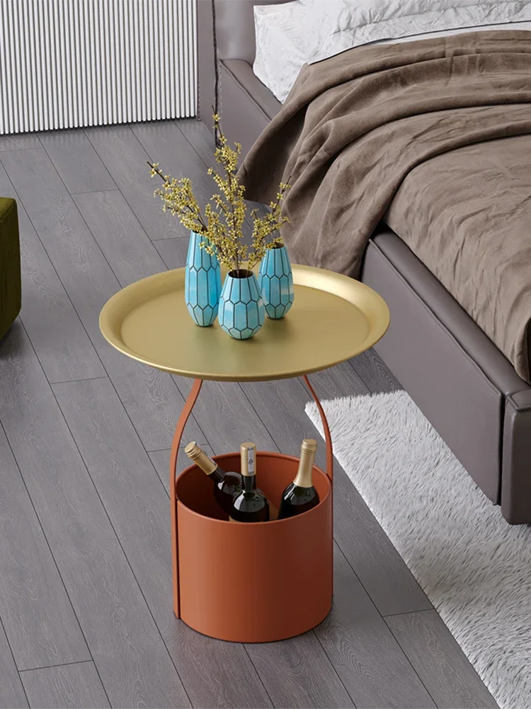  Creative Multi-Functional Bucket Sofa Side Tables Exquisite Iron Art Small Round Light Luxury Storage Coffee Table