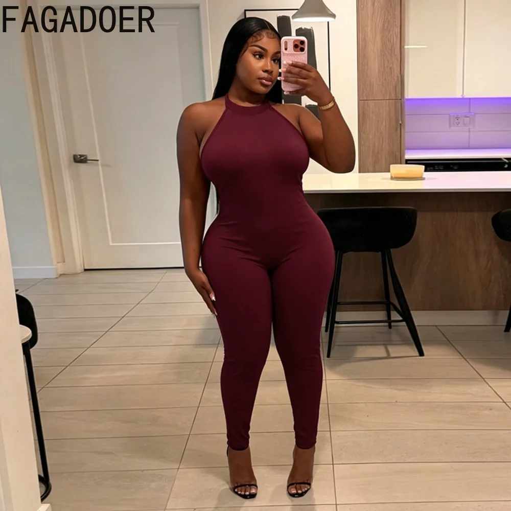 FAGADOER Women Sexy Zebra Pattern Bodycon Jumpsuits Fashion Off Shoulder Bandage Halter Rompers Streetwear Party Club Playsuits
