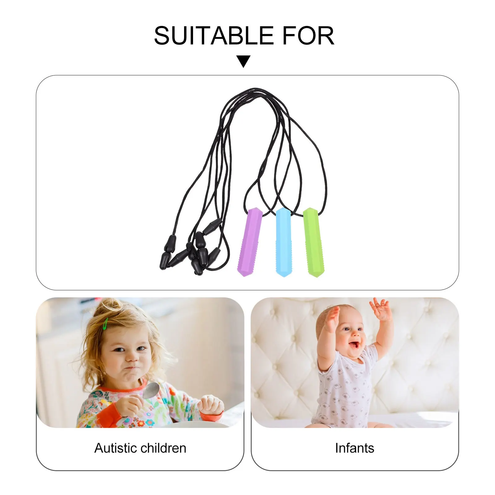 Pendentifs de dentition en Silicone pour bébé, 3 pièces, collier à mâcher léger, résistant aux morsures, soulagement de la mastication pour bébé