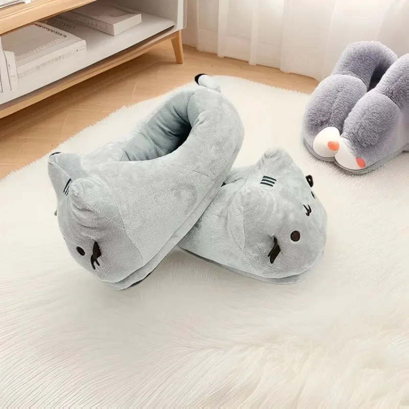 Cute Slippers Cartoon Cat Slippers Indoor Home Warmth Fall & Winter Plush Cotton Shoes Cotton Slippers for Men Household shoes - view 2
