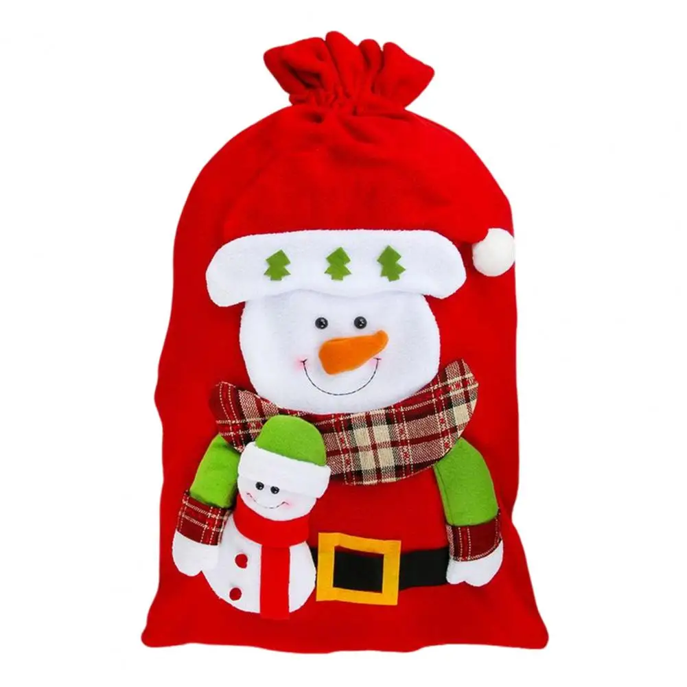 

Snowman Themed Gift Bag Holiday Gift Bag Drawstring Closure Capacity Santa Gift Bag with 3d Design Reusable for Candies