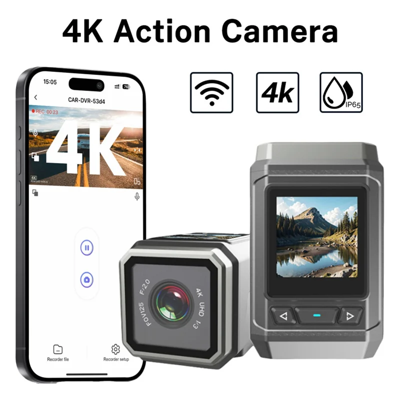 

ЖК-экран 4K Ultra HD Wi-Fi Водонепроницаемая камера Спортивная камера для мотоцикла Велосипедный рекордер для езды на велосипеде