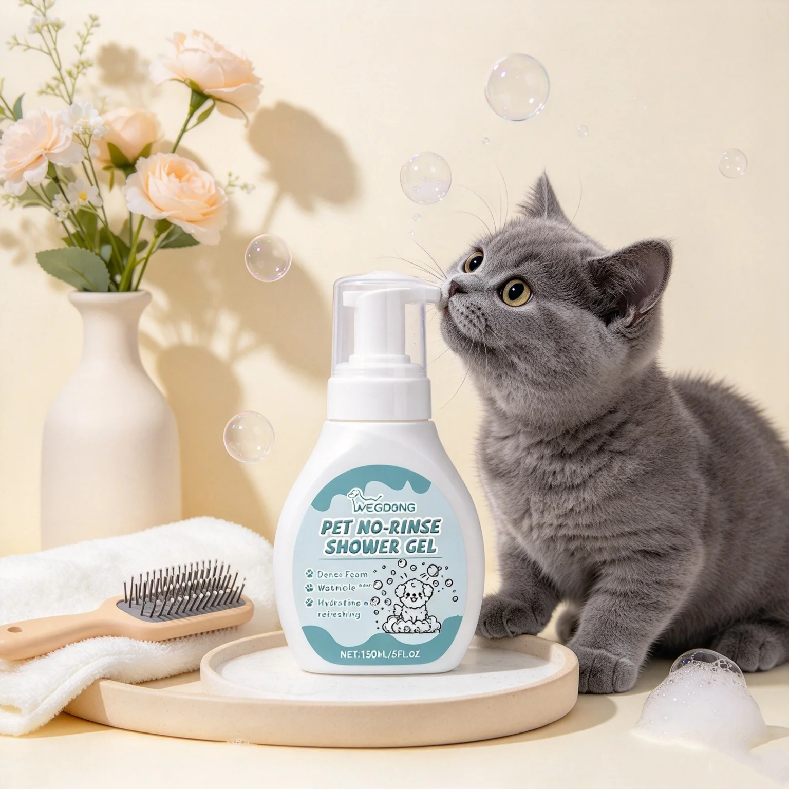 150ml Rinse-Free Shampoo Foam For Pet Dogs And Cats Lasting Deodorizing Deep Clean Waterless Claw Cleaner No Rinse Pet Shampoo