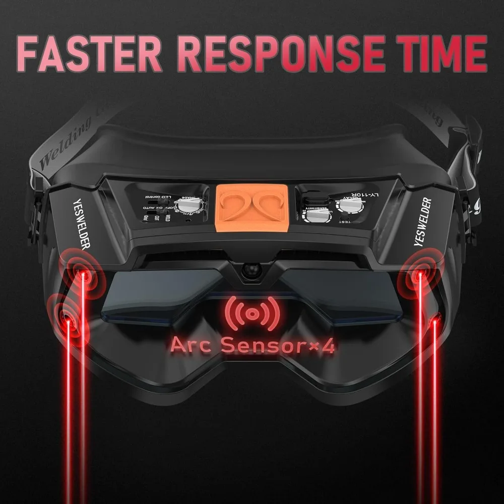 Auto Darkening Welding Goggles with Mask, LED Lighting & TYPE-C Charging, True Color 4 Arc Sensor Welding Glasses Welder Mask
