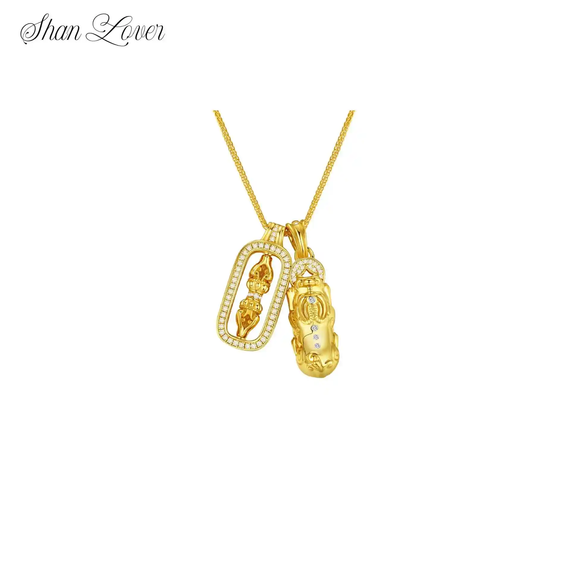 

ShanLover Brand S925 925 Sterling Silver Jewelry Pixiu And Magic Wand Pendant Necklace Symbolizing Wealth Freedom And Good Luck