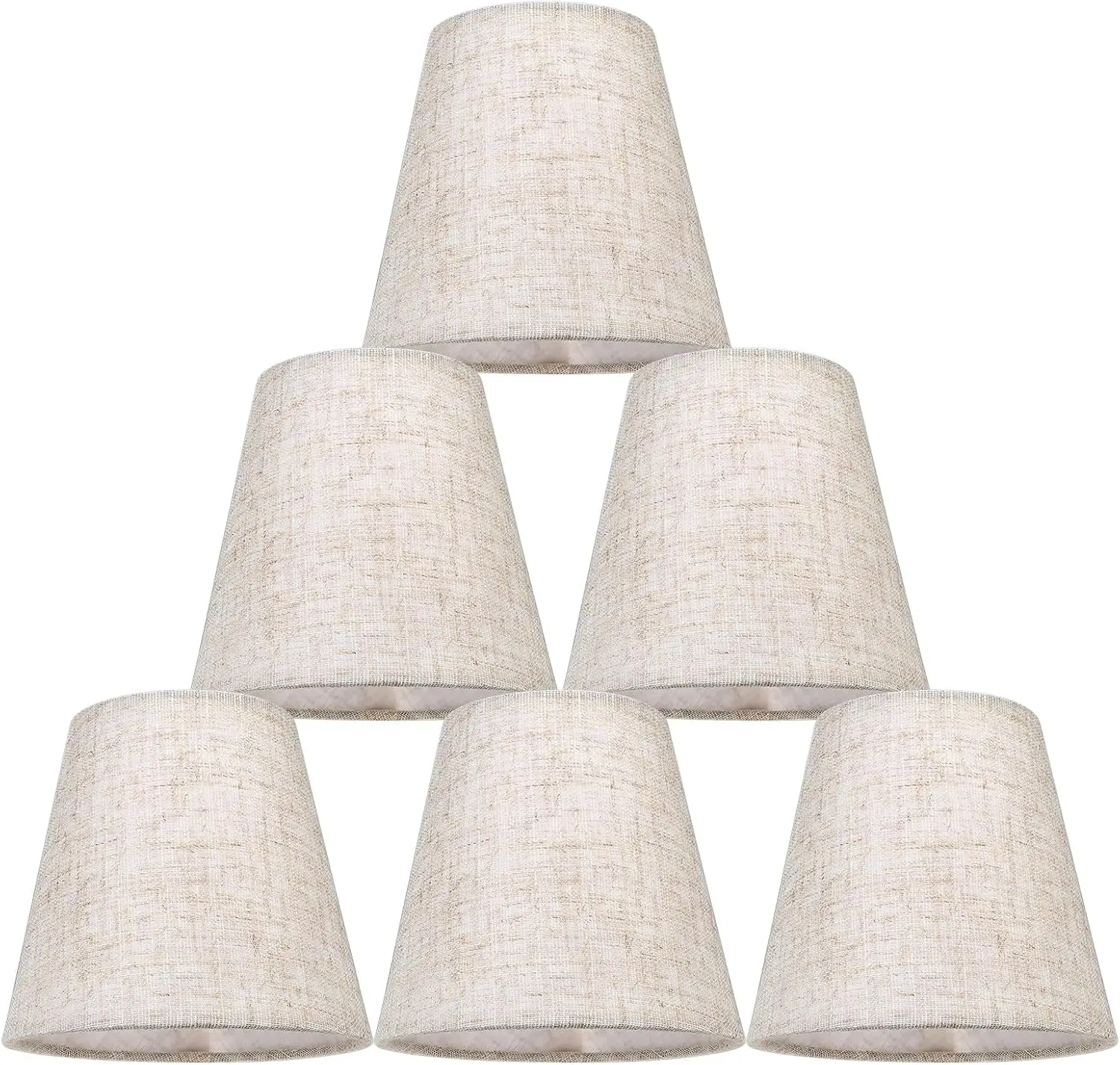 

6Pcs Handmade Chandelier Shades,Natural Linen Clip On Chandelier Lamp Shades,Small Lamp Shades,3.5x5x5.5in(Top Height Bo