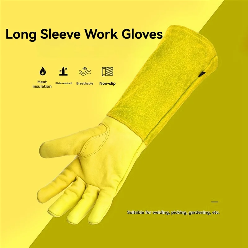 Rose Snoeihandschoenen voor mannen en vrouwen Lange doornbestendige tuinhandschoenen Ademend leer Beste tuincadeau S-[A002]