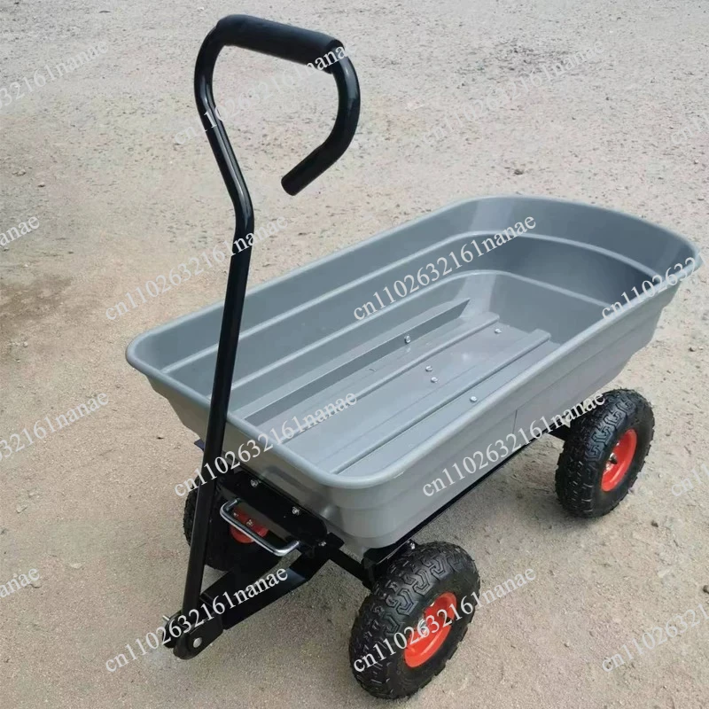 4 Cu.Ft 600lbs Heavy Duty Garden Transport Cart 4 Wheel with 10in All Terrain Wheels
