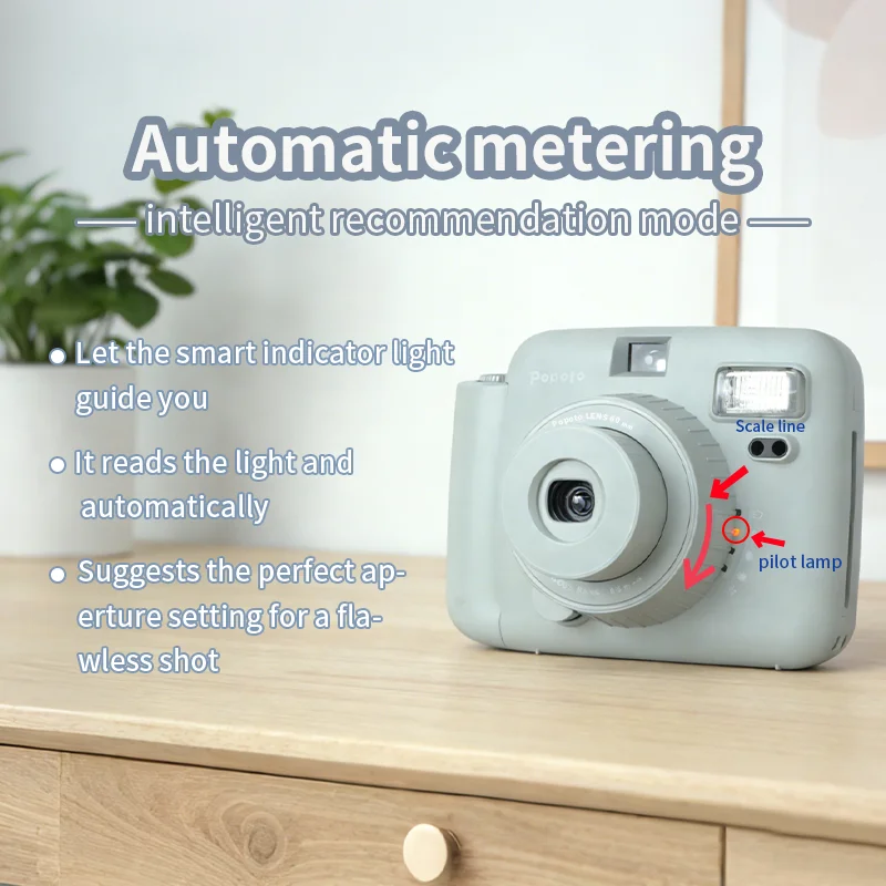 Popoto Instant Camera With 10 Instant  Films Mini Portable Instant Print Built in Flash Auto(Not include Battery)Exposure