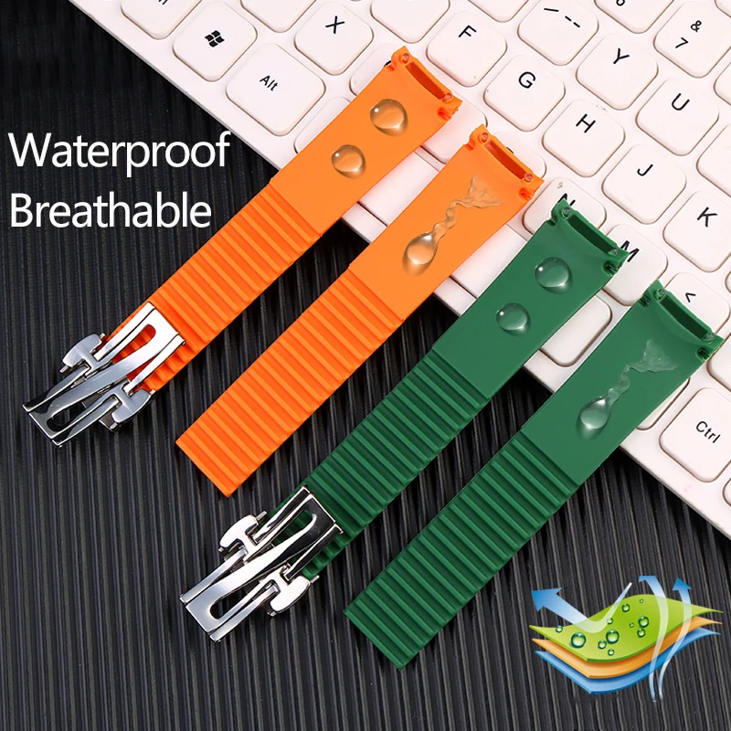 Rubber  Silicone Watch Strap for Patek Philippe Silicone Watch Strap Men's Grenade 5164/5167 Original Black Sports 21mm bracelet