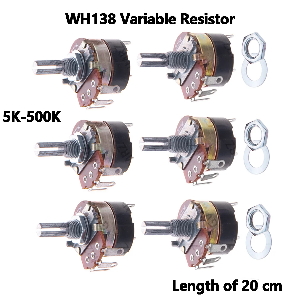 2PCS/5PCS 100K WH138 resistor 5K-500K Variable Resistor 5K 10K VR Resistance Length of 20 cm 20K 50K 100K Ohm New Authentic 250K