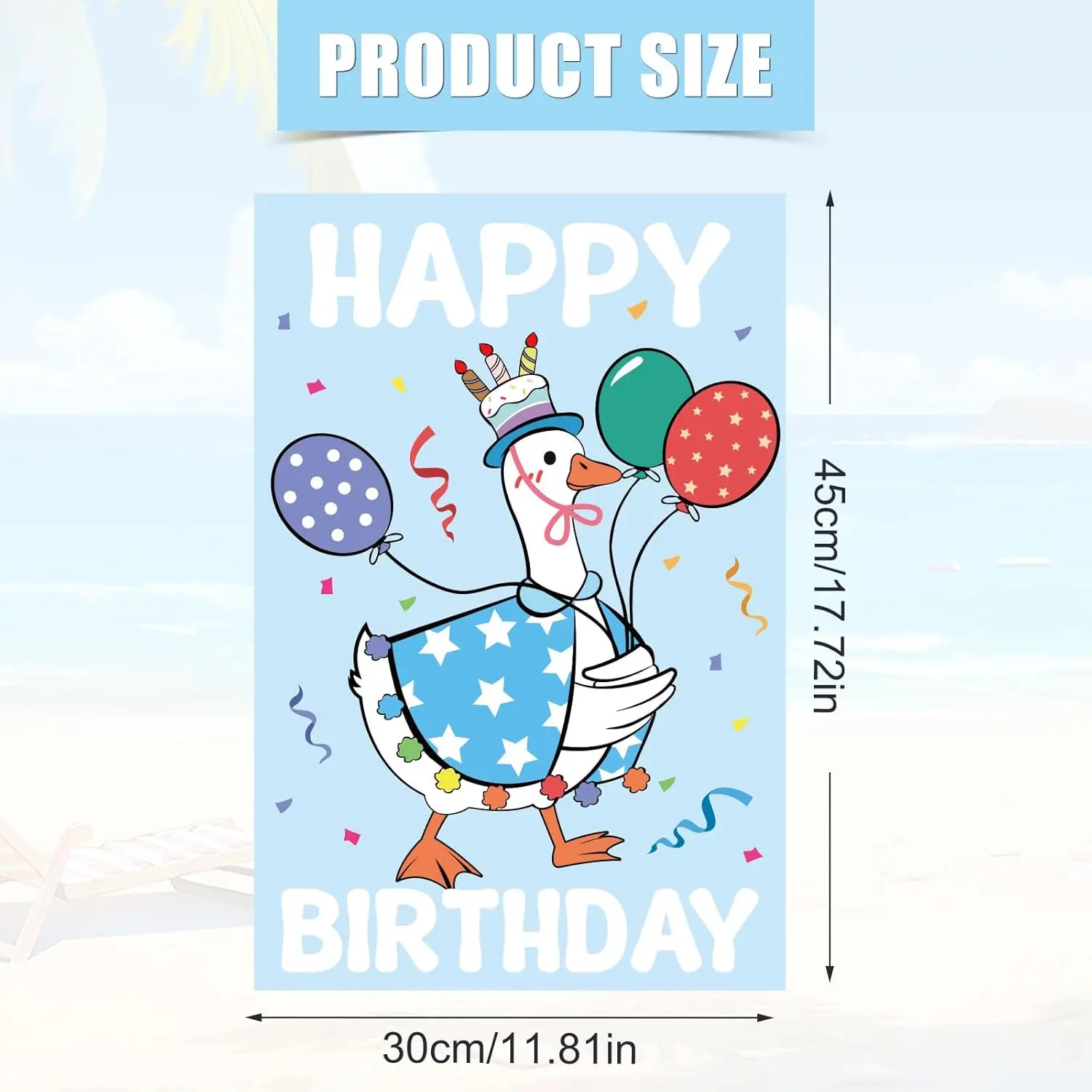 Happy Birthday Garden Flag for Outside, 12x18 Inch Double-Sided Funny Goose Birthday Yard Sign, Cute Colorful Balloon Garden hhz