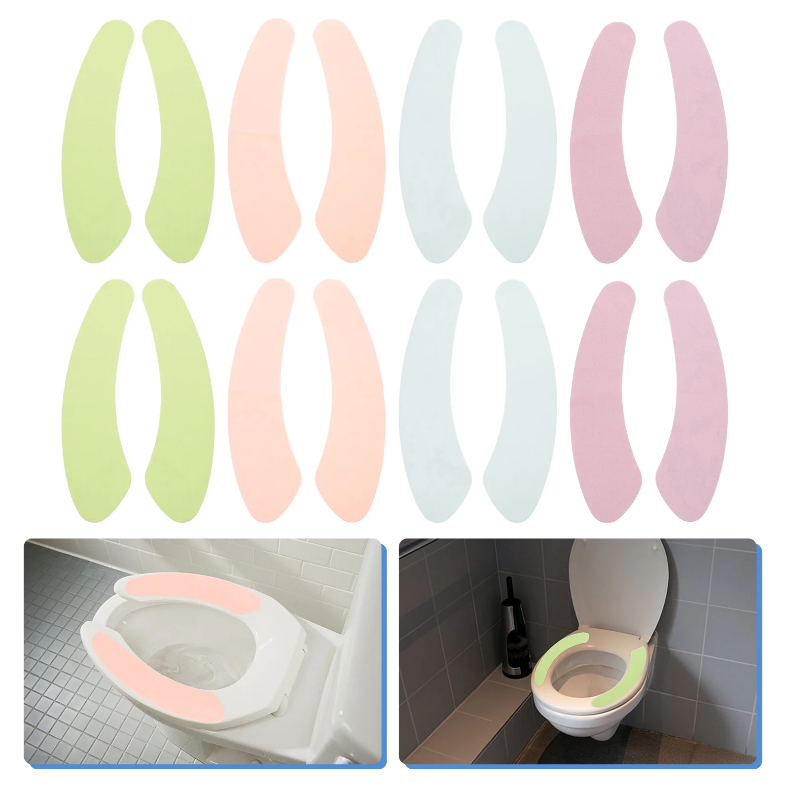 

8Pairs Toilet Seat Cushion Pads Premium Fabric Self-Adhesive Comfortable Warm Bathroom Toilet Seat Covers Washable Reusable