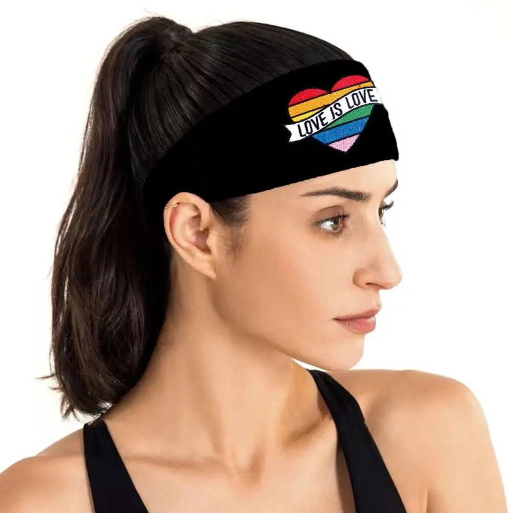 

Fashion Parade Rainbow Elastic Headband Heart Sweat Absorbing Rainbow Headband Stretch Letter Sports Hairband Party