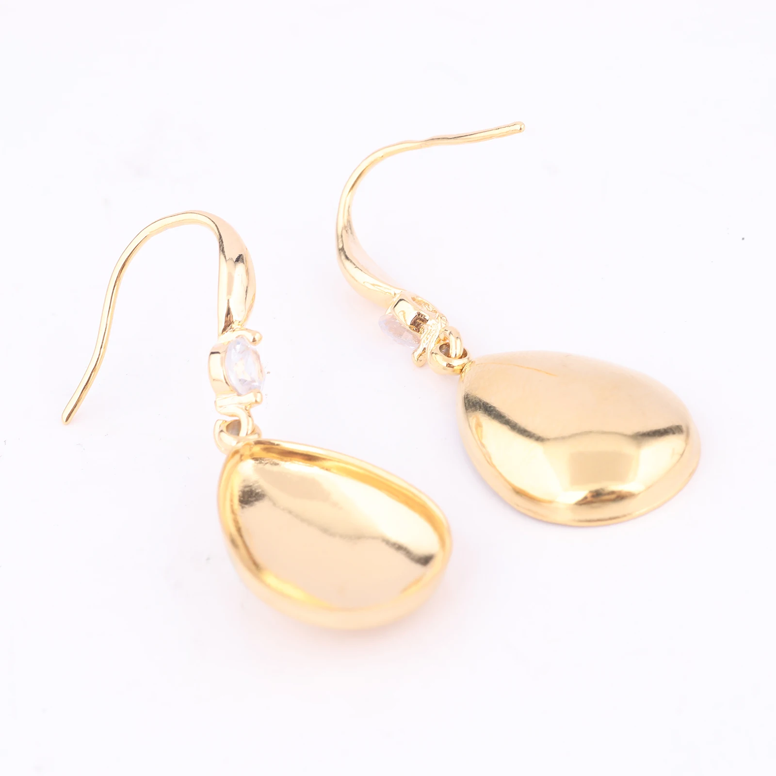 6pcs Gold Plated Stainless Steel Earring Base Setting Blanks For 13x18mm Teardrop Stones Diy Rhinestone Earrings Hooks findings image 3