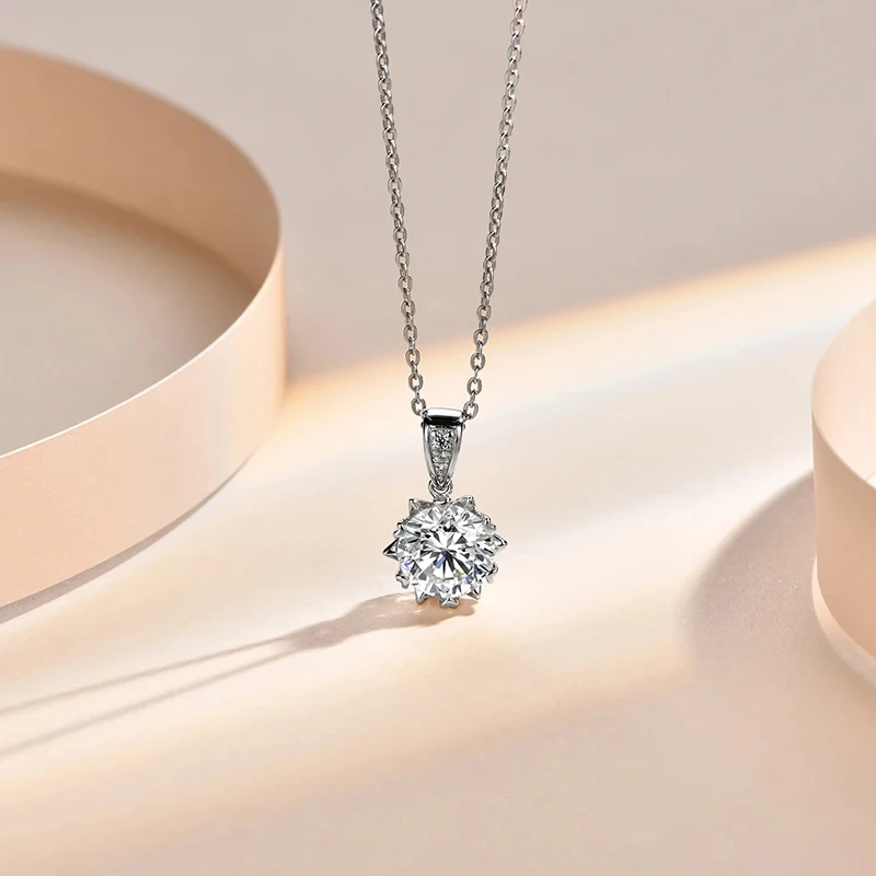 ALIZERO 1-2ct D Color Moissanite Pendant Necklace for Women s925 Sliver Chain with Certificate Necklace Birthday Gift Jewelry
