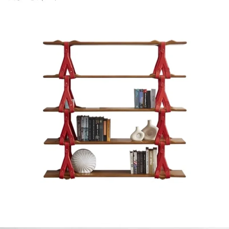 

Wave bookshelf, all solid wood five-layer bookshelf, shelf, hanging type