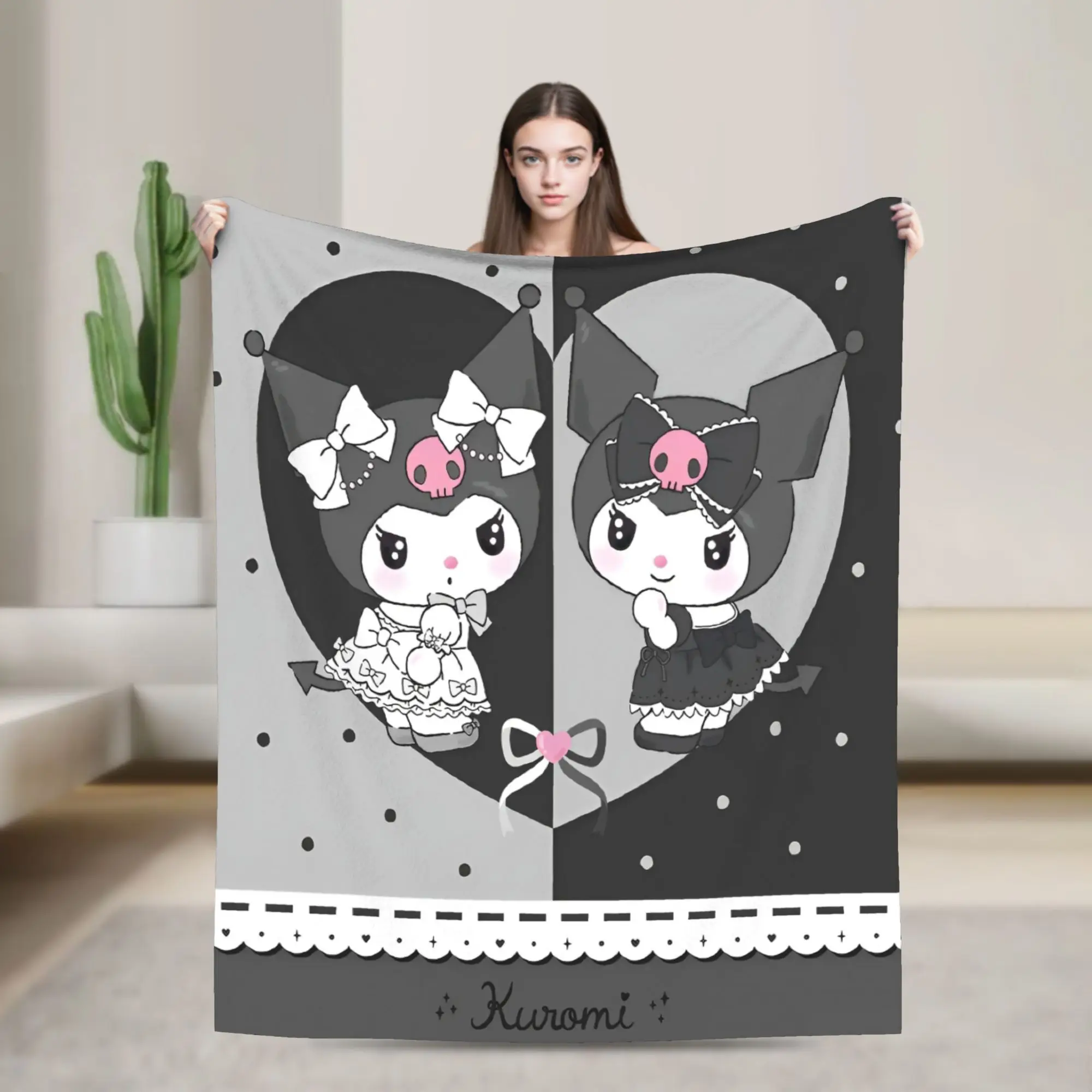 

Kuromi милое вязаное одеяло с героями мультфильмов, флисовые ультра-мягкие пледы для постельных принадлежностей, дивана, одеяла для спальни