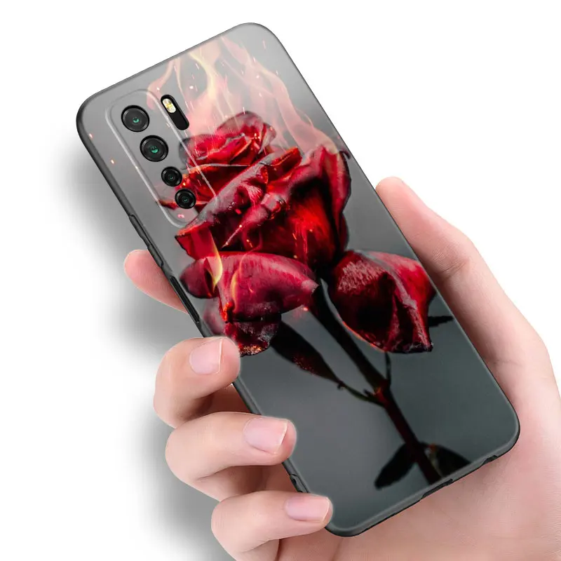 Bright Red Roses Flowers Black Phone Case For Huawei Nova 11 12 Ultra 9 10 SE Pro 11E 11i 12i Y70 Plus Y60 Y61 Y71 Y72 Y90 Y91