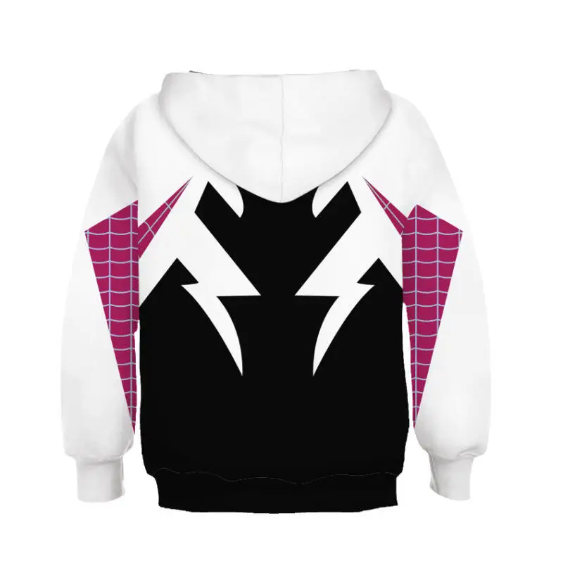 Kids Superhero Hoodies Miles Morales 3D Style Zipper Sweatshirt Spider Gwen Jacket for Boys Girls Anime Cosplay Costume