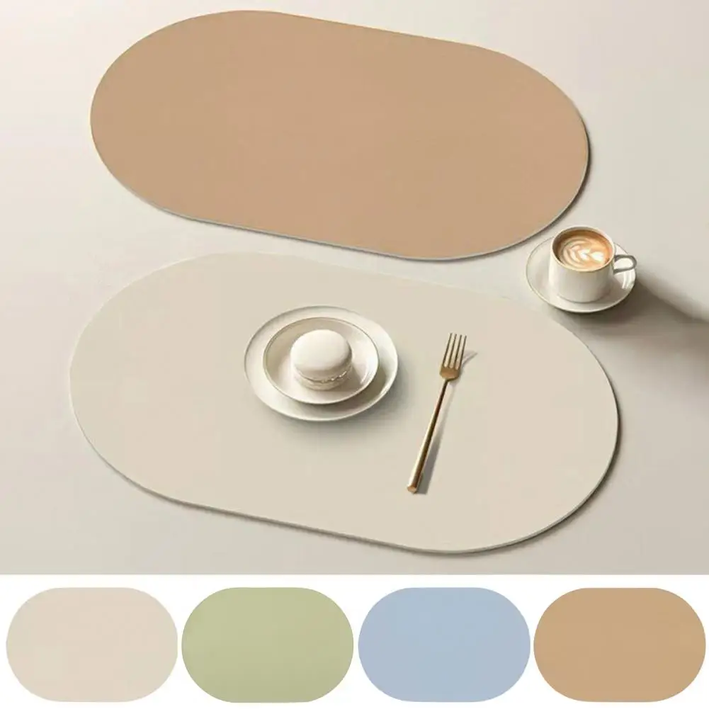 45*30cm PU Leather Table Placemat Textured Oval Insulation Kitchen Dining Placemat Oilproof Coaster Tableware Home Supply Cocina