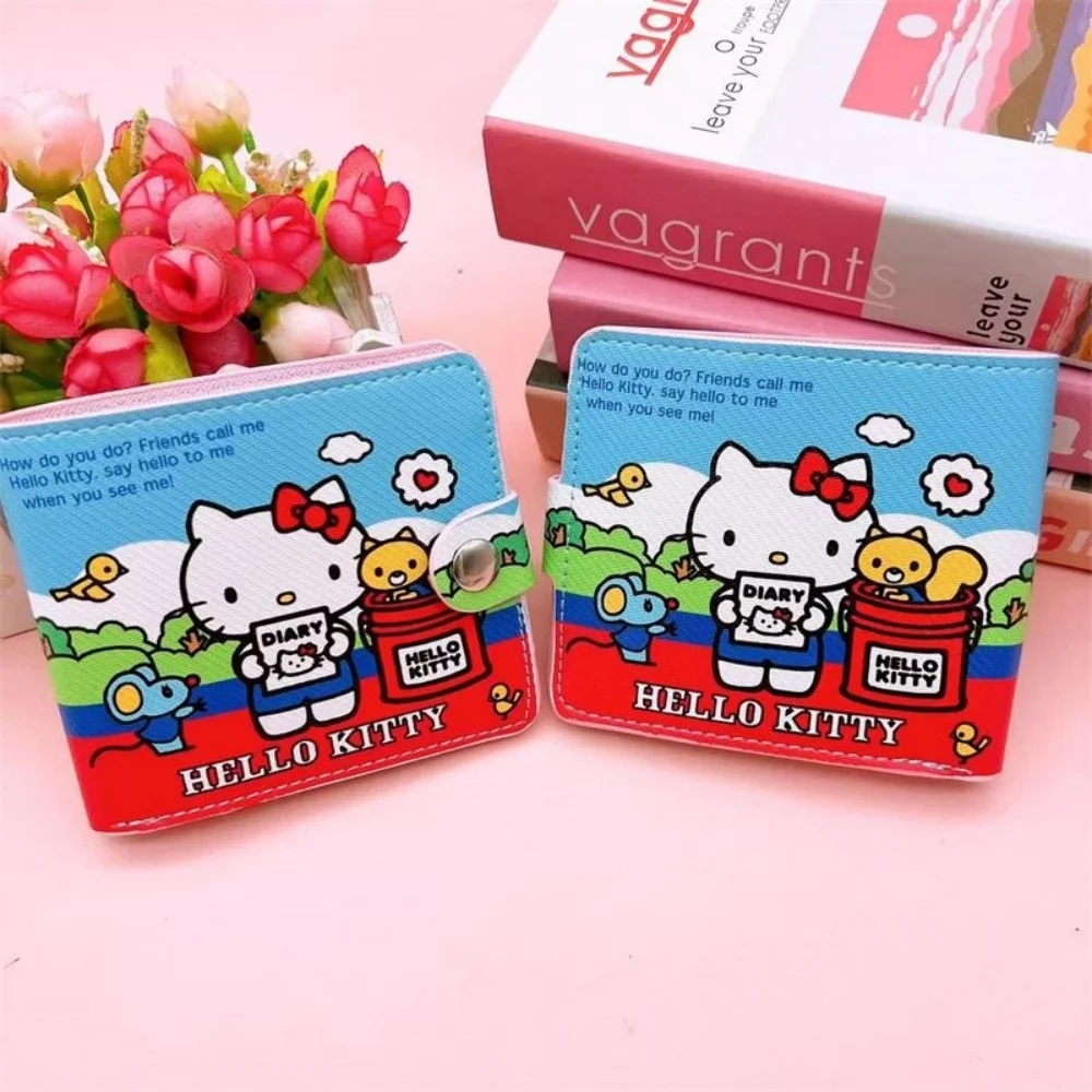 

Sanrio Hello Kitty кошелек милый мультяшный Kt Cat из искусственной кожи женский кошелек для монет банковская карта документов складной кошелек подарки для девочек