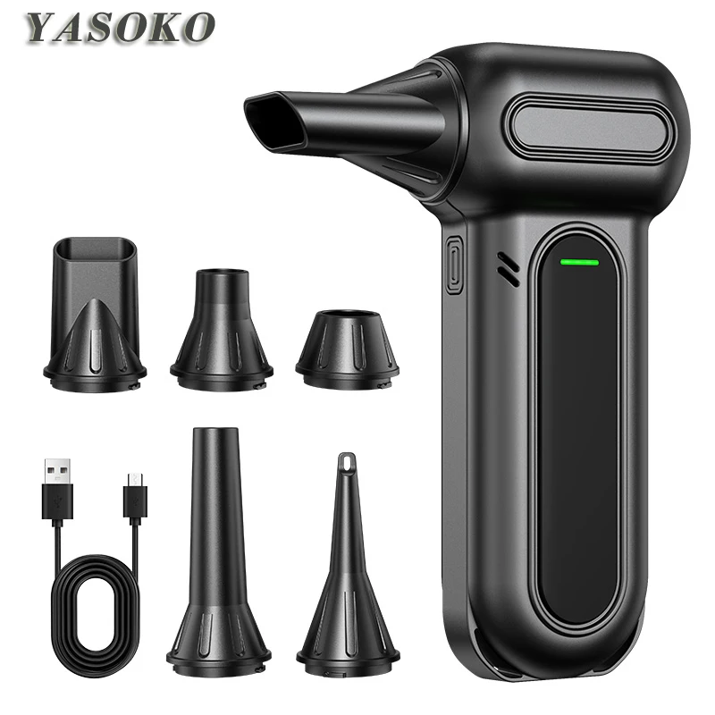 Portable Air Duster 130000Prm Brushless Motor 3-Gear Adjustable Cordless Air Blower Gun Cleaning for Computer Keyboard Camera