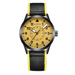 BOLYTE New Fashion Business Automatic Mechanical Watch Mens Time Master Nylon Strap Yellow Dial Calendar Date Clock Montre Homme