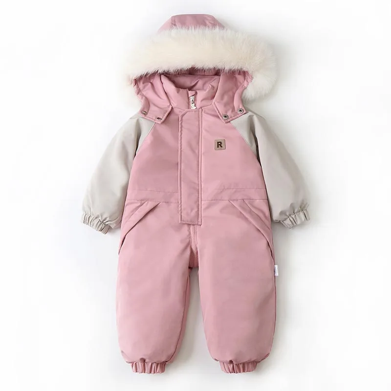 Children's Ski Suit One-Piece Winter Ski Suit Warm Thicken Baby Jumpsuit Children Clothing Set Waterproof Girls Snowsuit 2-5Y