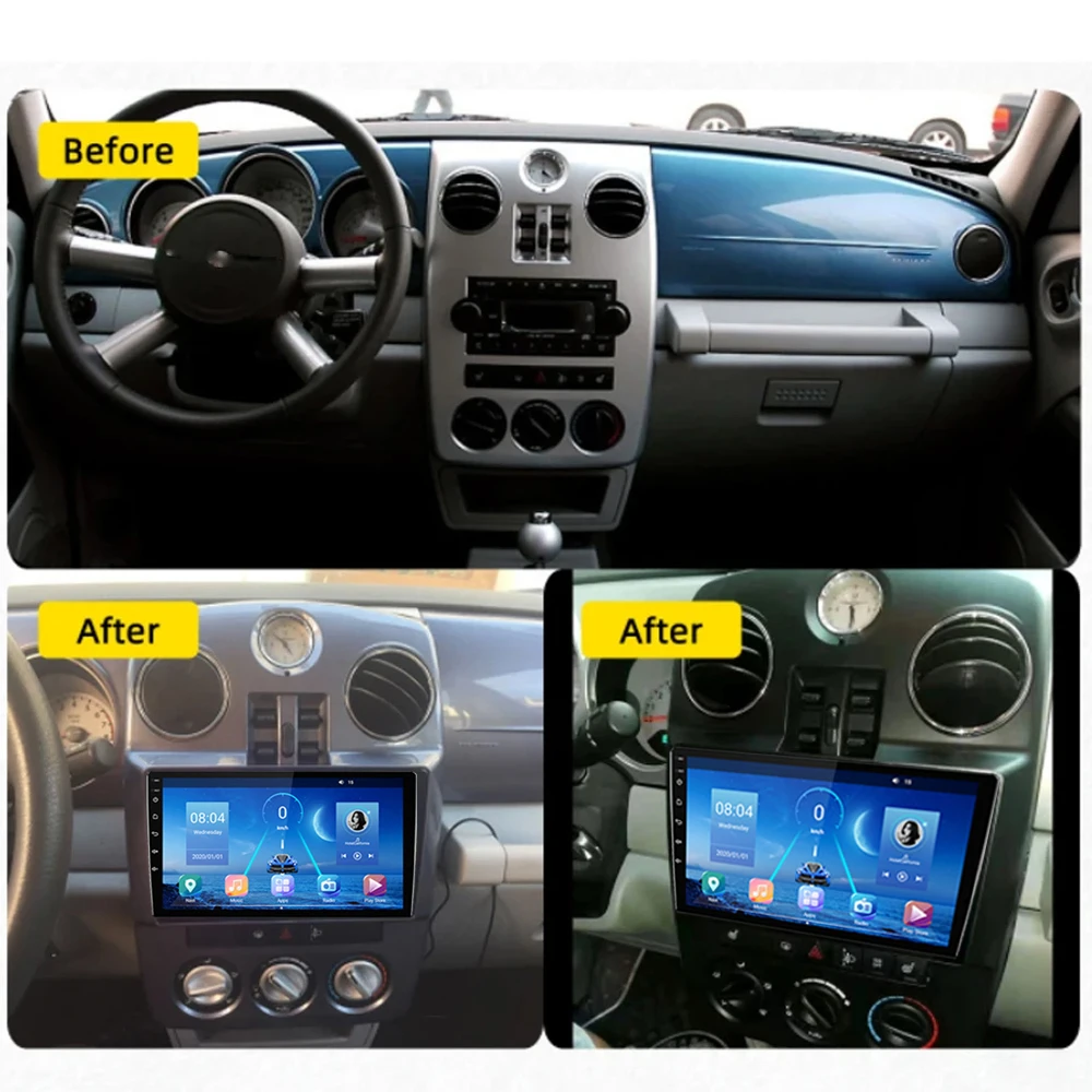 EKIY Car Radio Android Auto For Chrysler PT Cruiser 2000-2010 4G WIFI Carplay Navigation GPS Stereo Multimedia Video Player