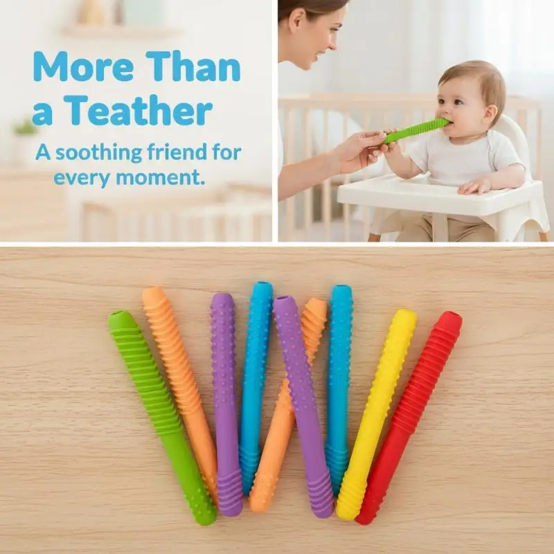 Kid Oral Motor Training Chew Tube Food Grade BPA Free Hollow Molar Teether for Speech Therapy Teething Soothing