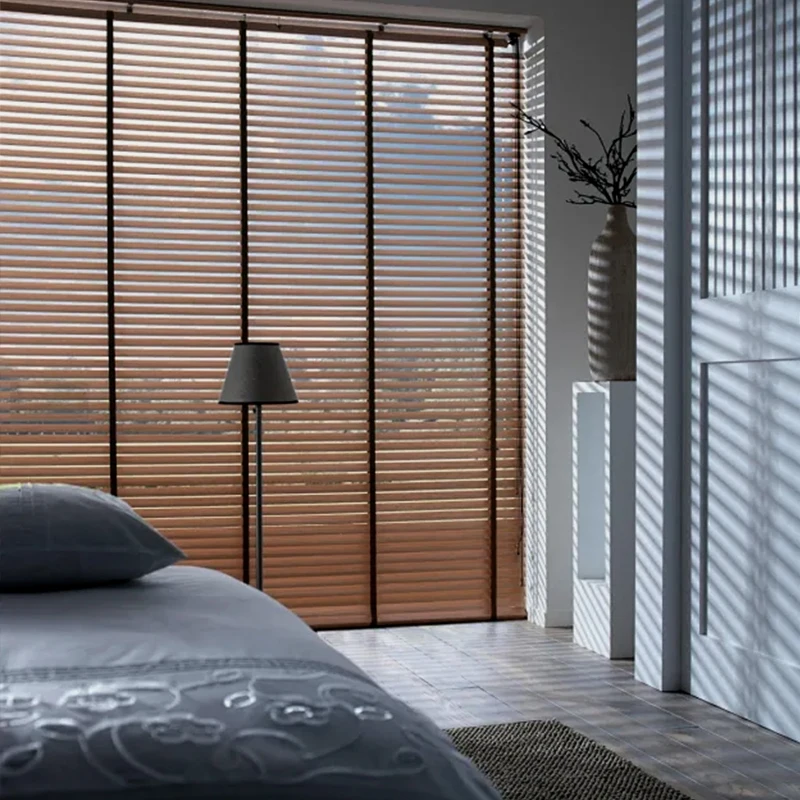 Custom Sizes Hight quality Faux Wood Cordless Blinds Light Filtering for windows Home Deco Easy to install view 3
